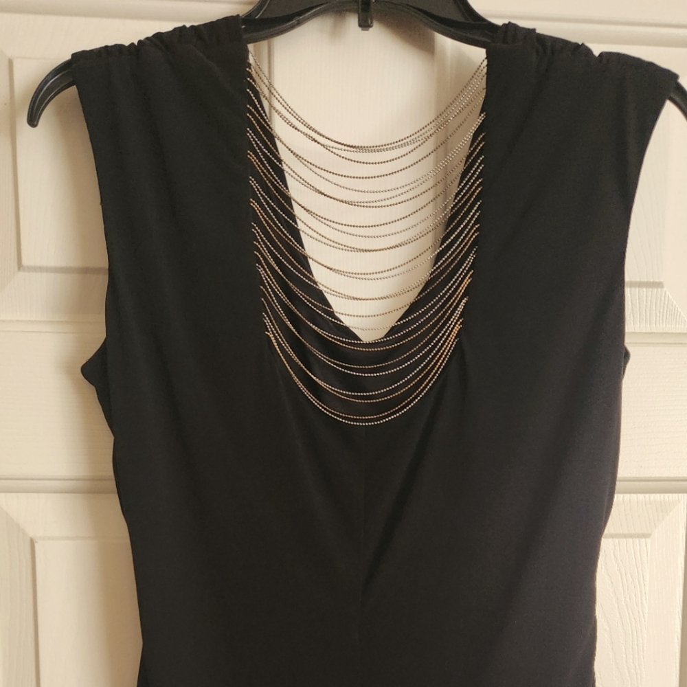 Dressy Black Poly Blouse Size Large
